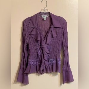 ROBBIE BEE Vintage Ruffled Lacy Dress Top - Medium